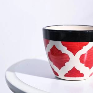 Pot de fleurs en céramique émaillée décoratif, motif vibrant, finition durable, support pour plantes d'intérieur, décoration moderne élégante pour la maison - Product Image 3