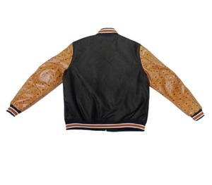<b>Mens</b> Handmade Lambskin <b>Leather</b> <b>Bomber</b> Jacket Varsity Style Genuine <b>Leather</b> Fashion Jacket - Product Image 2