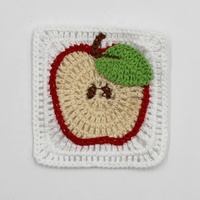Applique en crochet personnalisée de 7 cm, motif pomme, textile de maison, carré indéformable, à coudre, patchs de fruits pour vêtements