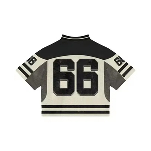 Maillot de football américain personnalisable en mesh avec impression sublimée tendance, manches courtes, logo brodé OEM - Product Image 2
