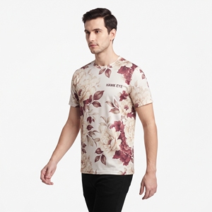 T-shirt à manches courtes pour homme, imprimé floral, col rond, coupe classique, polyester, sublimation, vêtements décontractés d'été - Product Image 3