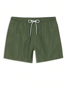 Bañadores para hombre con cordón en la cintura, bolsillos de seguridad, ligeros, elásticos en 4 direcciones, color sólido, para vacaciones en la playa, gimnasio - Product Image 1