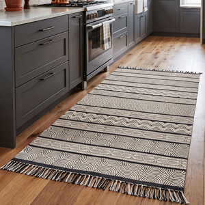 Alfombra Plana Tejida a Mano de Estilo Bohemio de Algodón NYKO MART BJTH-10, Ecológica, Antideslizante, Reutilizable y Lavable para Sala de Estar y Dormitorio - Product Image 4