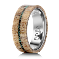 Bague en carbure de tungstène avec incrustation de bois de cerf et de turquoise, alliance naturelle de 8 mm pour homme, bijoux de luxe sauvage en gros