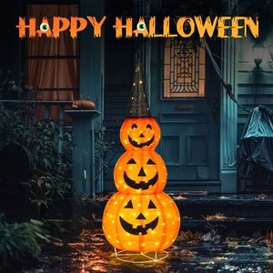 Decorazioni di Halloween a forma di zucca pieghevole da 1,5 m con 100 luci LED, decorazioni di Halloween premium per interni ed esterni - Product Image 6
