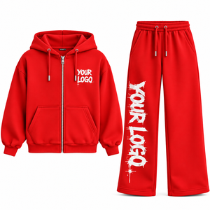 Ensemble sweat à capuche zippé et pantalon de survêtement oversize en tissu épais délavé style vintage pour hommes et femmes, streetwear personnalisé en gros - Product Image 4