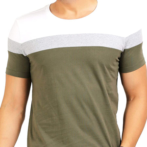 T-shirt à manches courtes pour homme, col rond, tricoté, design uni, vert, blanc, gris - Product Image 5