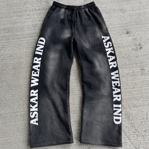Pantalon de survêtement décontracté personnalisé en gros, coupe ample, en molleton bouclette 100% coton délavé à l'acide pour homme - Product Image 1