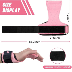 Poignées de musculation en cuir suédé OEM avec logo personnalisé, sangles de levage pour femmes, motif antidérapant, durables et réglables pour la musculation - Product Image 5