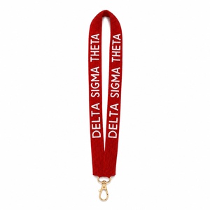 Nouveau lanière perlée Pinkweave Sorority personnalisée avec lettres grecques, porte-badge d'identification réglable avec texte en relief/gravé, sangle de cou - Product Image 1