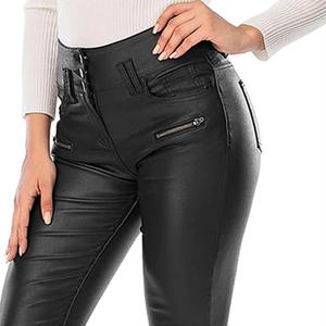 Pantalon en cuir véritable pour femme, nouvelle tendance, design moderne, haute qualité, coupe régulière, devant plat, hiver, PU, écologique, vintage - Product Image 6