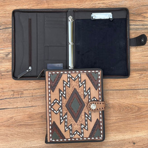 Carpeta de 3 anillas de cuero con herramientas manuales, duradera, personalizada, Premium, 2025, funda para planificador de viaje, carpeta A4, cartera con bolsillos con cremallera - Product Image 3