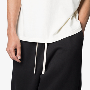 Pantalones Deportivos Negros de Algodón para Hombre, Cintura Elástica con Cordón, Estilo Casual, Tejido Transpirable de Peso Medio para Primavera - Product Image 6