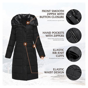 Abrigos de Invierno para Mujer, Chaqueta Larga Acolchada, Cálida y Aislante, con Capucha, Resistente al Viento y a la Nieve, de Plumón Vegano, de Gran Peso y Largo Completo - Product Image 4