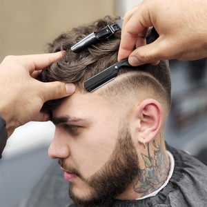Navaja de barbero multifuncional con mango de madera, herramienta de depilación de metal negro para productos para la barba - Product Image 4