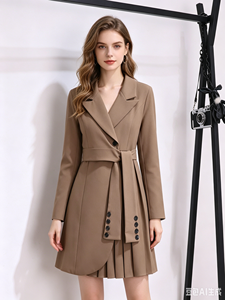 Robe Blazer Midi pour Femme IStapromo, Manches Longues, Col Revers, Ceinturée, Coupe Évasée, Robe de Bureau Casual - Product Image 6