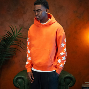 Sudadera con capucha para hombre, diseño de estrella blanca, estilo urbano, con parches desgastados, estilo hip hop, 100% algodón, sudadera con capucha para invierno. - Product Image 3