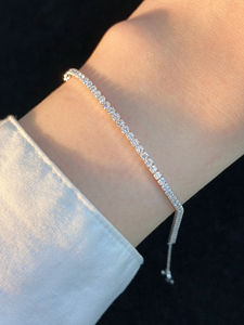 custom luxury wholesale <b>silver</b> round brilliant cut diamond <b>bracelet</b> lab grown diamond tennis <b>bracelet</b> sterling chain gift - Product Image 1