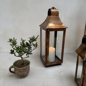 Trending Style <b>Copper</b> Flame Finish Metal Candle Holder <b>Lanterns</b> for Home and Patio Decorations - Product Image 4