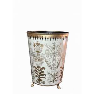 Poubelle en laiton peinte à la main, design antique, artisanat de luxe pour la décoration intérieure, taille personnalisée, poubelle vintage peinte à la main - Product Image 1