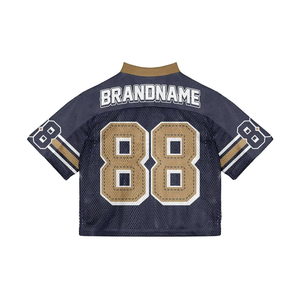 Custom Manufacturer's Men's American Vintage Soccer Football Jersey Oversized Boxy Mesh V-Neck Crop Automated Cutting Technique - Product Image 2