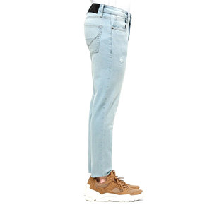 Price Streetwear Canvas Lightweight Casual Slim Fit Straight <b>Jeans</b> Men 100% Cotton Breathable Eco-Friendly Customized - Product Image 3