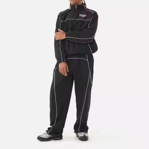 <b>Men's</b> <b>Black</b> <b>Turtleneck</b> Track Suit Set Solid Color Knitted Polyester Breathable Casual Autumn Wear Custom LOGO Front Wholesale - Product Image 1