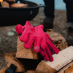 Gants de travail de sécurité en cuir pour mécaniciens et industrie, couleur rouge, avec poignet élastique - Product Image 5