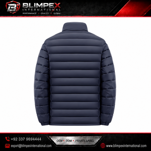 Hot Selling OEM Custom Logo Mens Quilted Puffer <b>Jacket</b> <b>Lightweight</b> Warm Stand Collar Winter Outerwear with Zipper Pockets - Product Image 5