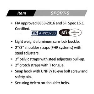 Cinturón de Seguridad Deportivo de 6 Puntos para Carreras, FIA 8853-2016, SFI 16.1, TBRACING SPORT S, Fabricación OEM/ODM - Product Image 6