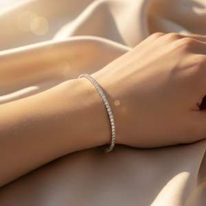 3.00CTW 10k <b>Gold</b> Plated Lab Grown Princess Prong-<b>Set</b> Diamond Luxury Line Bracelet - Product Image 6
