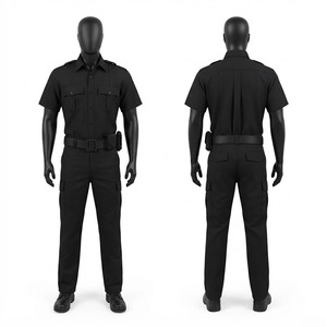 Uniforme de Seguridad Blackhardson de Primera Calidad, en Sarga de Poliéster y Algodón, Negro, Manga Corta, Tipo Cargo, 220 GSM, con Logotipo, Unisex - Product Image 1