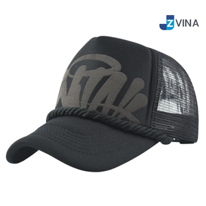 Custom Logo Trucker Cap 3D Embroidery Logo Rope Visor Breathable Unisex Outdoor Baseball Hat - Product Image 4