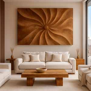 Sculpture en bois massif sculptée à la main de haute qualité, art déco écologique, abstrait mural pour anniversaire ou décoration Diwali - Product Image 5