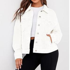 บริการ OEM เสื้อแจ็คเก็ตยีนส์สีขาวขายดี แฟชั่นเสื้อคลุมลำลอง ไซส์ใหญ่ แจ็คเก็ตยีนส์สีขาวแบบครอป - Product Image 3