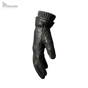 Guantes de Motocicleta de Cuero Vintage al por Mayor OEM, Guantes de Invierno con Forro de Sherpa Cálido, Personalizados con Logotipo/Diseño en Relieve de Piel de Vaca - Product Image 3