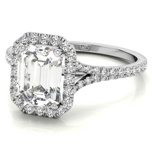 <b>Emerald</b> Cut Moissanite <b>Ring</b> 925 Sterling <b>Silver</b> 18K Gold Plated Luxury Engagement Wedding Anniversary Promise Bridal <b>Ring</b> - Product Image 3