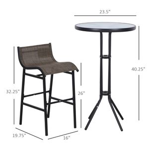 Bistro Bliss 3-Piece High Top <b>Patio</b> Set Waterproof <b>Round</b> <b>Table</b> and 2 Bar Stools in Black/Tan Elegant Garden Furniture - Product Image 3