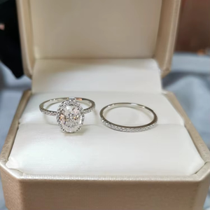 925 Silver 18K White Gold D Color Oval Moissanite Women Jewelry Wedding Set Band <b>Rings</b> Engagement <b>Ring</b> - Product Image 6