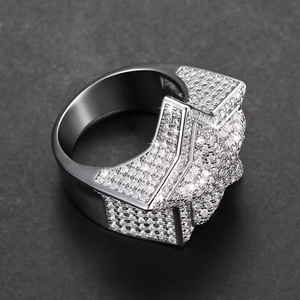 Anillo Elegante Unisex de Moissanita VVS con Diamantes, Plata 925 Chapada en Oro de 10K/14K, Estilo Minimalista Hip Hop, Regalo de Compromiso/Boda - Product Image 3