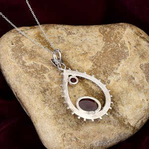 Collar de Plata de Ley 925 al por Mayor, Chapado en Oro, con Colgante de Gema Hessonita en Forma de Gota de Agua, Joyería Fina - Product Image 6
