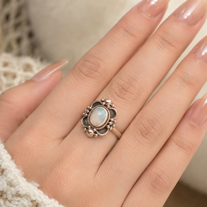 Natural Rajasthan Opal Oval Vintage Inspired Bezel Setting <b>Statement</b> <b>Ring</b> 925 Sterling <b>Silver</b> Rose Gold/Yellow Gold Plated - Product Image 2