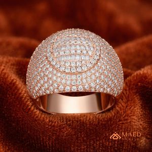 Rose Gold 925 <b>Silver</b> Football Baguette Moissanite <b>Ring</b> for <b>Men</b> Hip Hop Engagement Iced Out Luxury Statement Jewelry Gift Design - Product Image 4