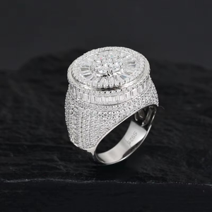 925 Sterling Silver 18k White Gold Plating Band Vvs Moissanite Diamond Iced Out Wedding Engagement <b>Men</b> <b>Rings</b> - Product Image 4