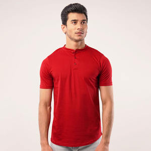 Camiseta Henley de Verano para Hombre, Cuello Redondo, Manga Corta, Corte Ajustado, 100% Algodón Ecológico, con Logotipo Personalizado en la Espalda - Product Image 1