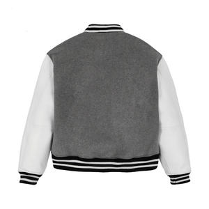 Soft Polyester/Cotton Men's Letterman Jacket Stand Collar Front Logo Reversible Windproof Winter Custom Wear Plain Color <b>Fleece</b> - Product Image 2