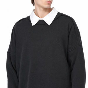 Sudadera de Cuello Redondo Extra Grande para Hombre, Color Sólido, Tejido de Algodón, Informal, para Otoño - Product Image 3