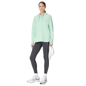 Sweat-shirt à capuche surdimensionné pour femme, vert menthe uni, en coton et bambou tricoté, respirant, manches longues, style automne - Product Image 3