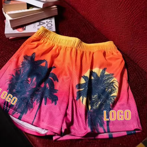 Shorts de sport pour homme, imprimé flamme noire, taille mi-haute, cordon de serrage, respirant, en polyester, vêtements de sport décontractés - Product Image 6