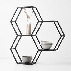 Modern Hexagon Metal Wall Shelf Geometric Honeycomb <b>Iron</b> Floating Display Rack Home Decorative Storage Organizer - Product Image 1